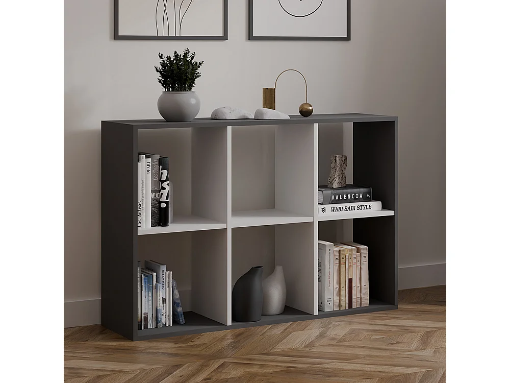 Libreria salvaspazio 110x75 cm bianco/antracite LBT14