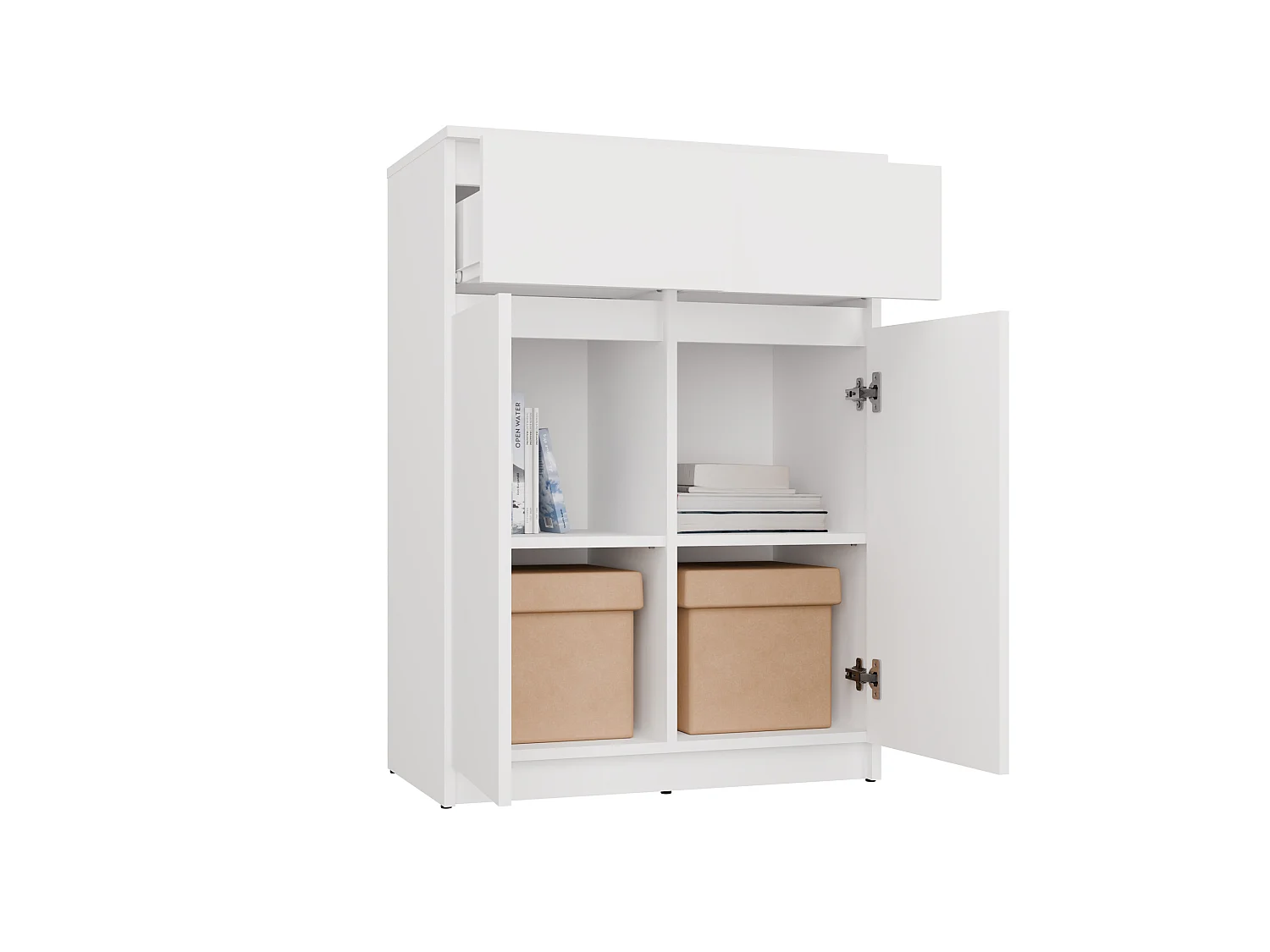 Mobile soggiorno multiuso 70x97 cm con ante e cassetti bianco opaco MMT5