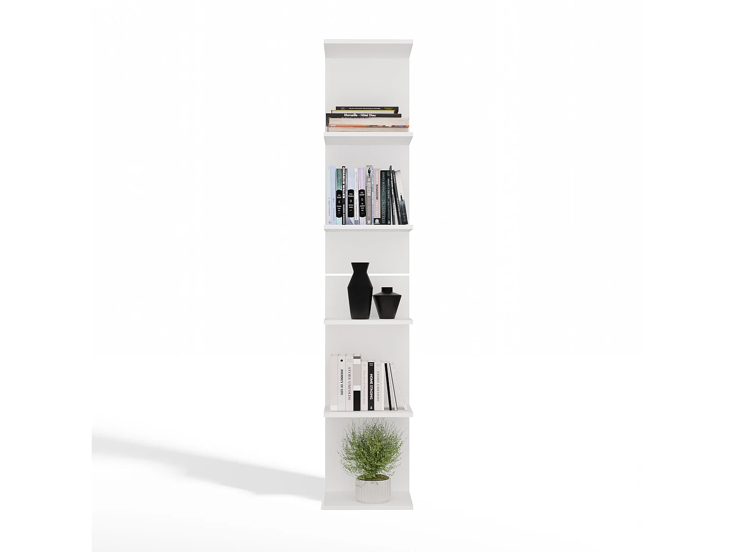 Libreria a muro 35x180 cm a 6 ripiani bianco opaco LBT11