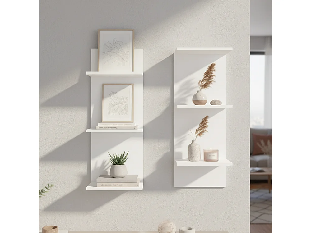 Libreria a muro 35x180 cm a 6 ripiani bianco opaco LBT11