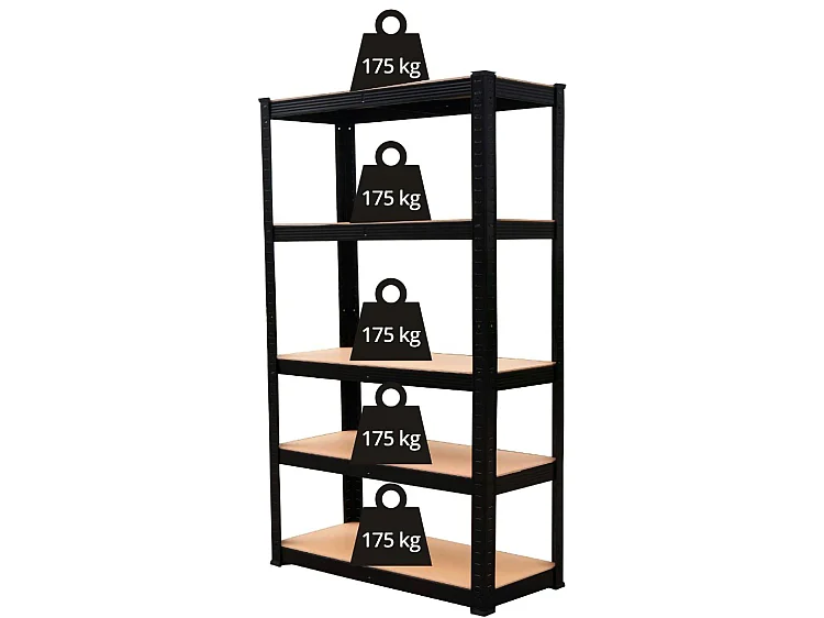 Scaffale in metallo componibile 90x180x40 cm nero SFT5