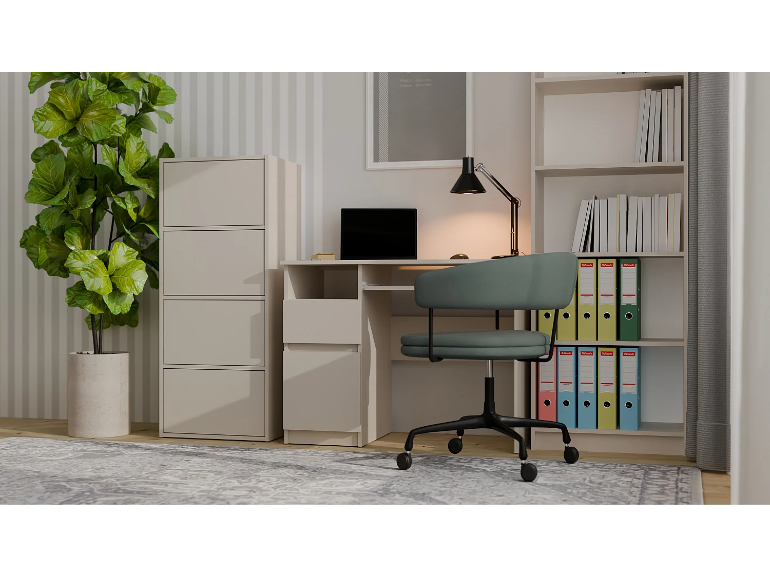 Mobile multiuso 50x119 cm con ante tip-on beige MMT1