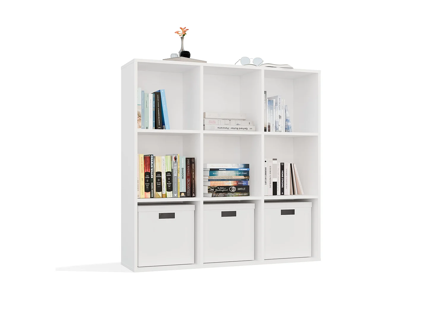 Libreria moderna 110,5 cm quadrata bianco opaco LBT16