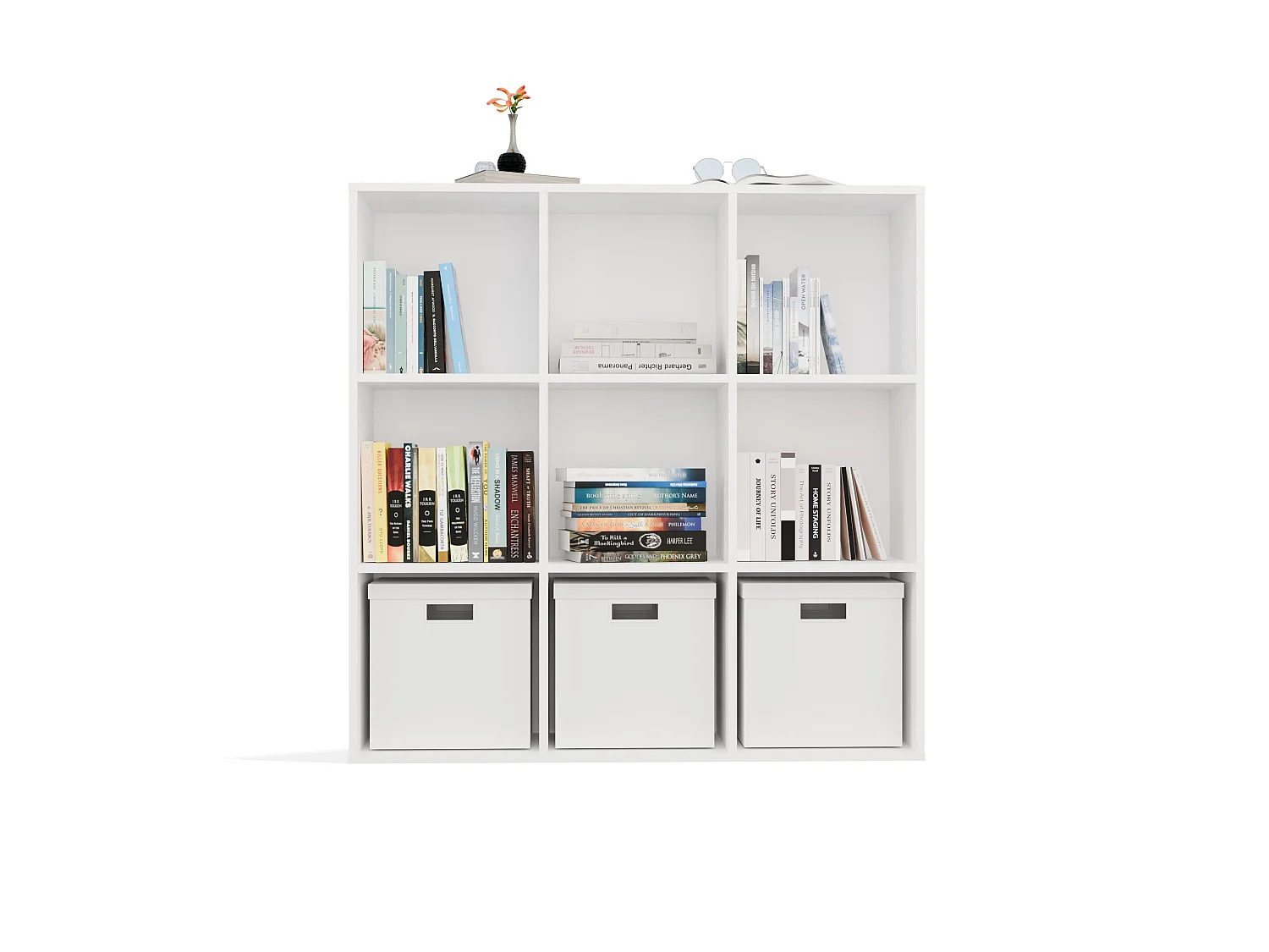 Libreria moderna 110,5 cm quadrata bianco opaco LBT16
