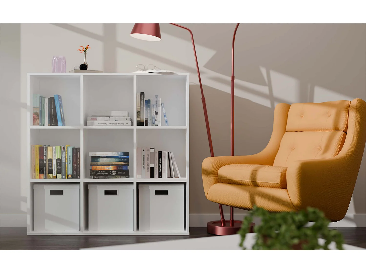 Libreria moderna 110,5 cm quadrata bianco opaco LBT16