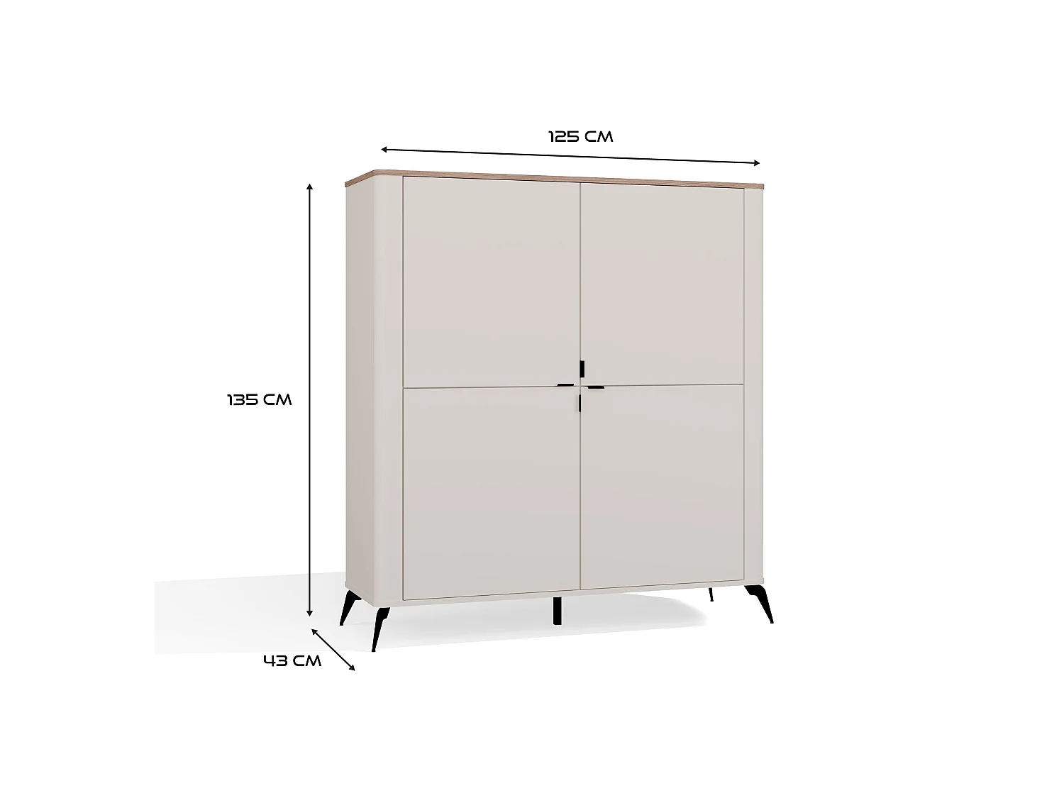 Mobile contenitore multiuso 125x135 cm cashmere e rovere MMT2