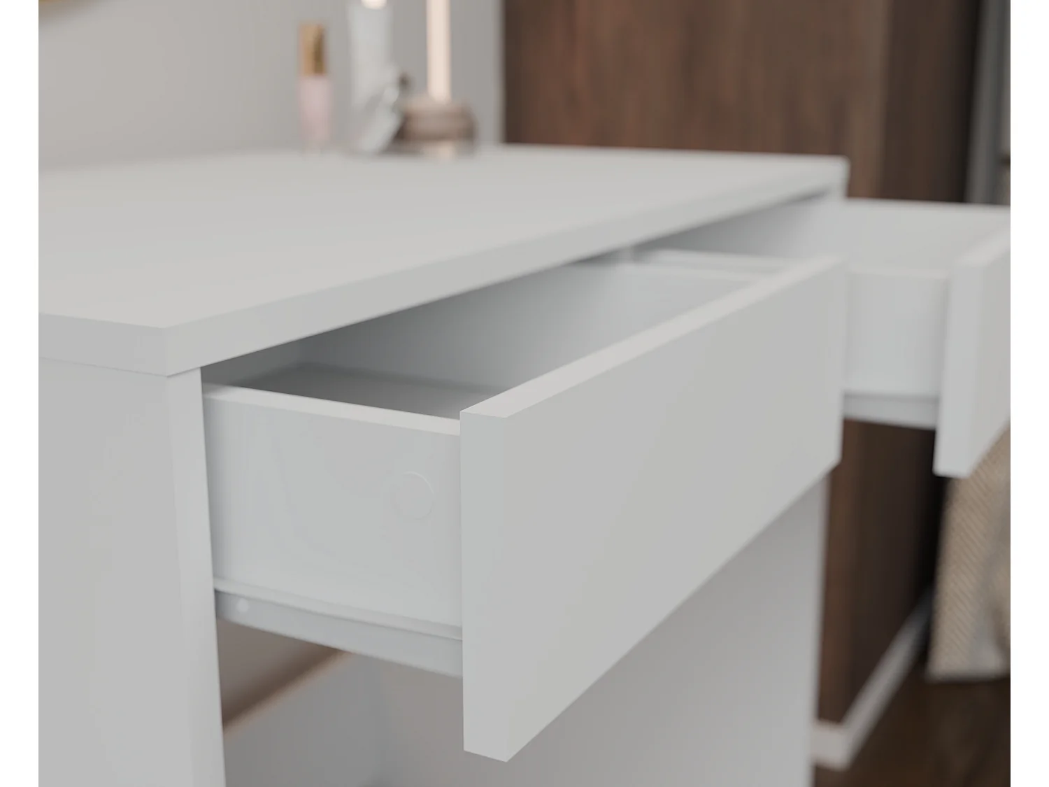 Scrivania salvaspazio 81x80 cm con 2 cassetti bianco opaco SCT13