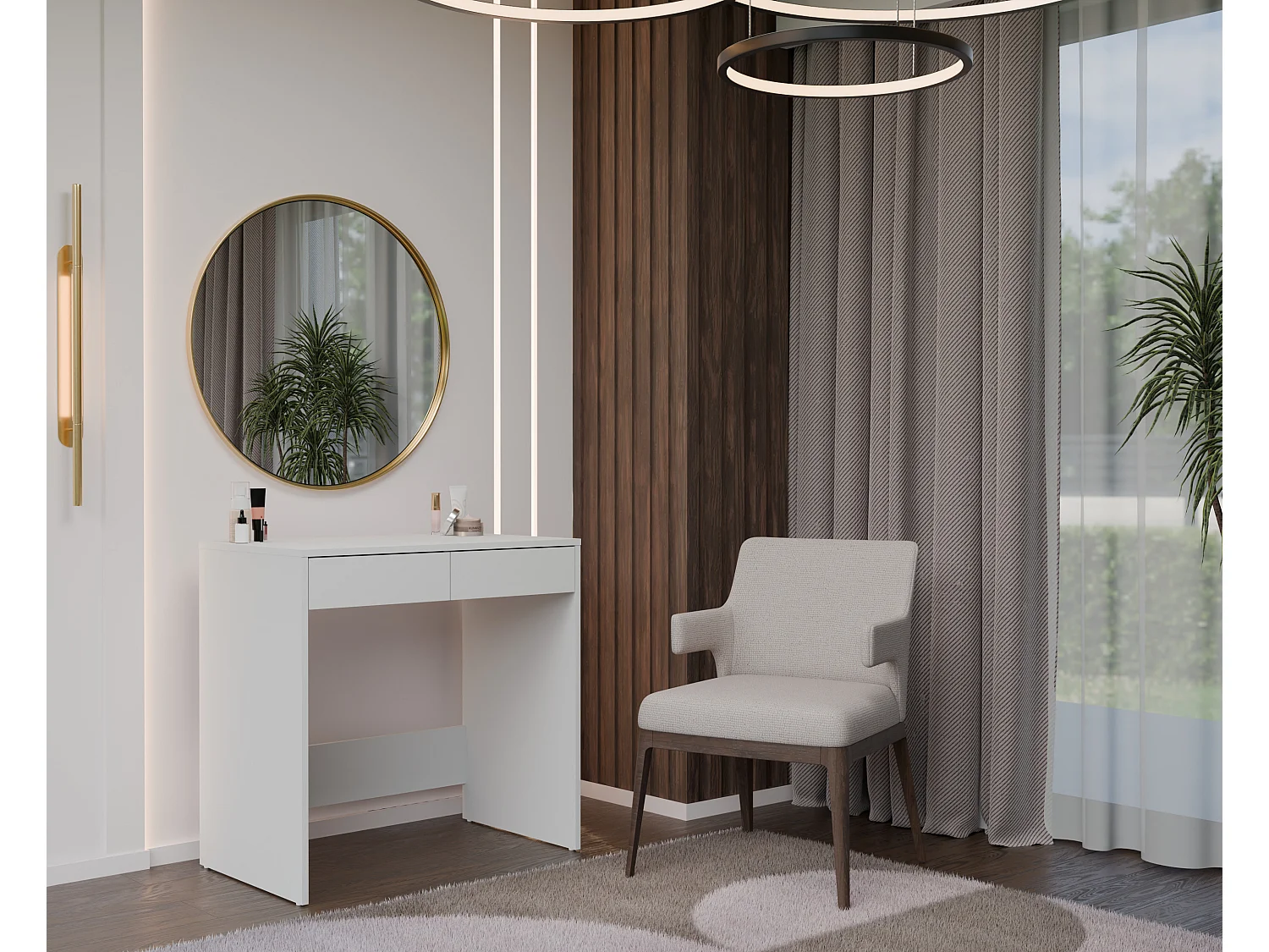 Scrivania salvaspazio 81x80 cm con 2 cassetti bianco opaco SCT13