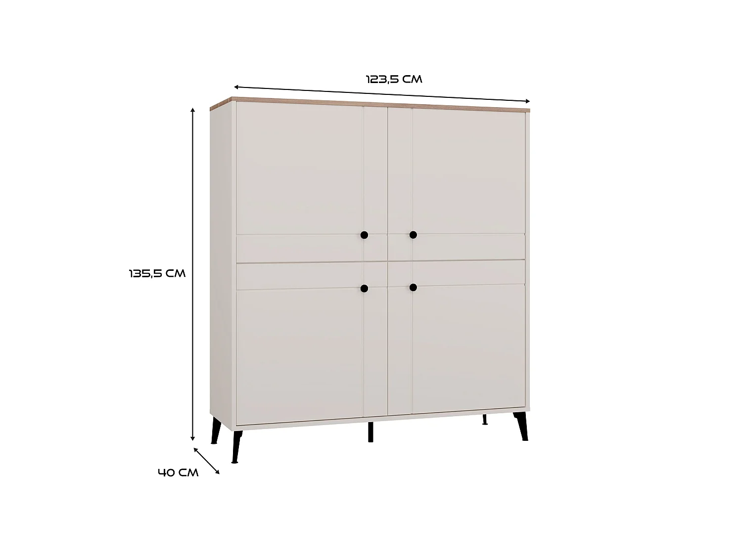 Mobile contenitore 123,5 cm cashmere e rovere MMT3