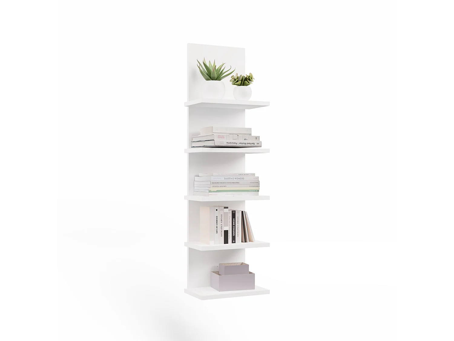 Libreria a muro 29,5x100 cm con 5 ripiani bianco opaco LBT22