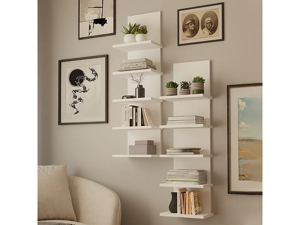 Libreria a muro 29,5x100 cm con 5 ripiani bianco opaco LBT22