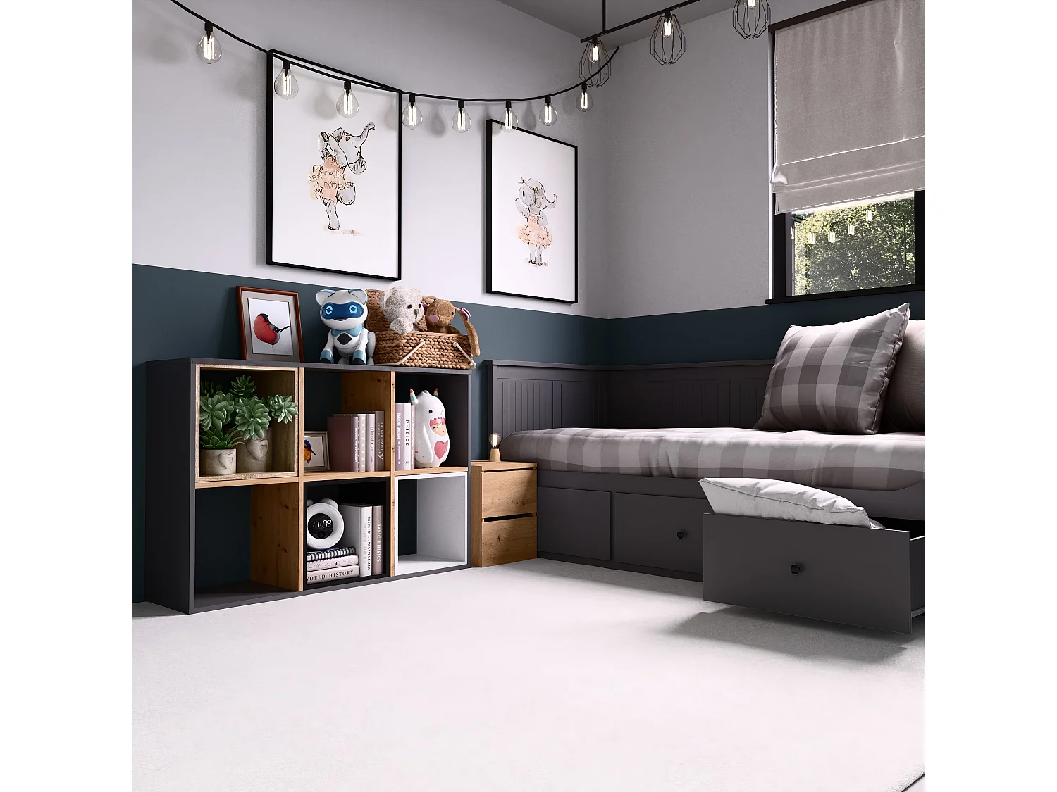 Libreria salvaspazio 110x75 cm rovere/antracite LBT14