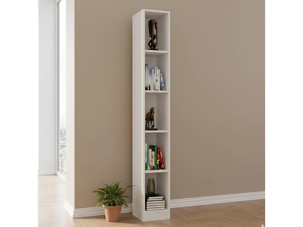 Libreria a colonna 25x182 cm salvaspazio bianco opaco LBT19
