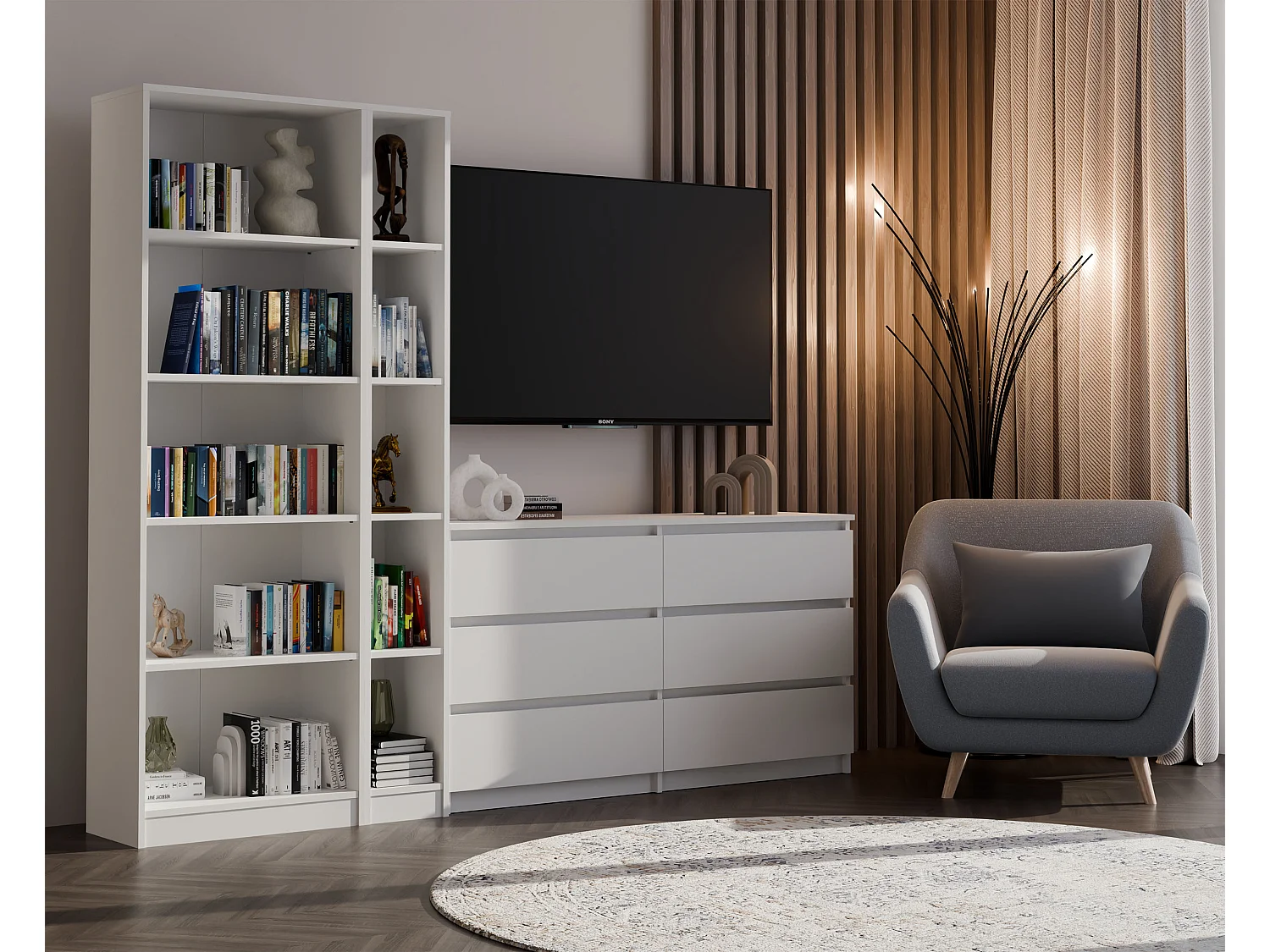 Libreria a colonna 25x182 cm salvaspazio bianco opaco LBT19