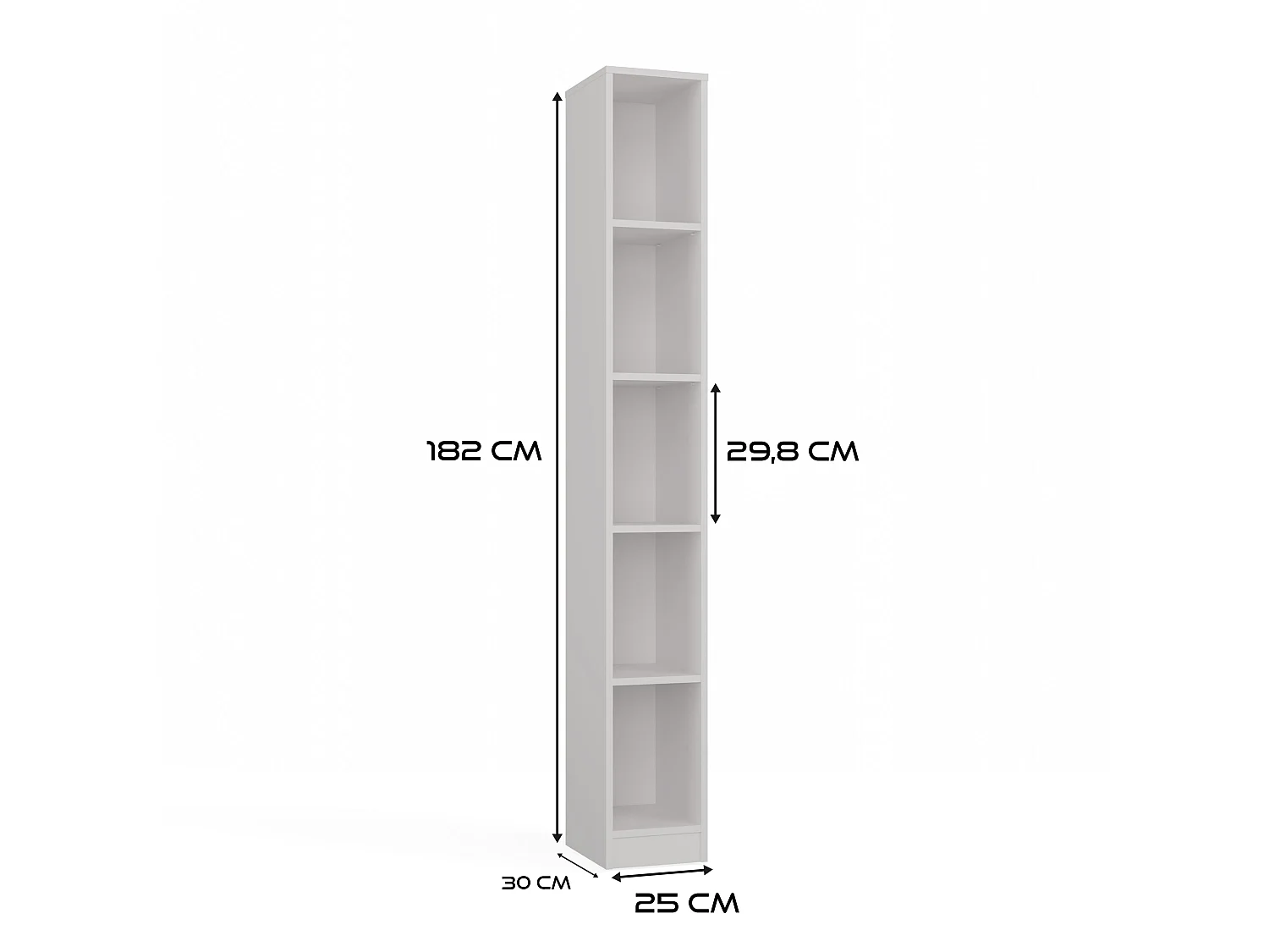 Libreria a colonna 25x182 cm salvaspazio bianco opaco LBT19