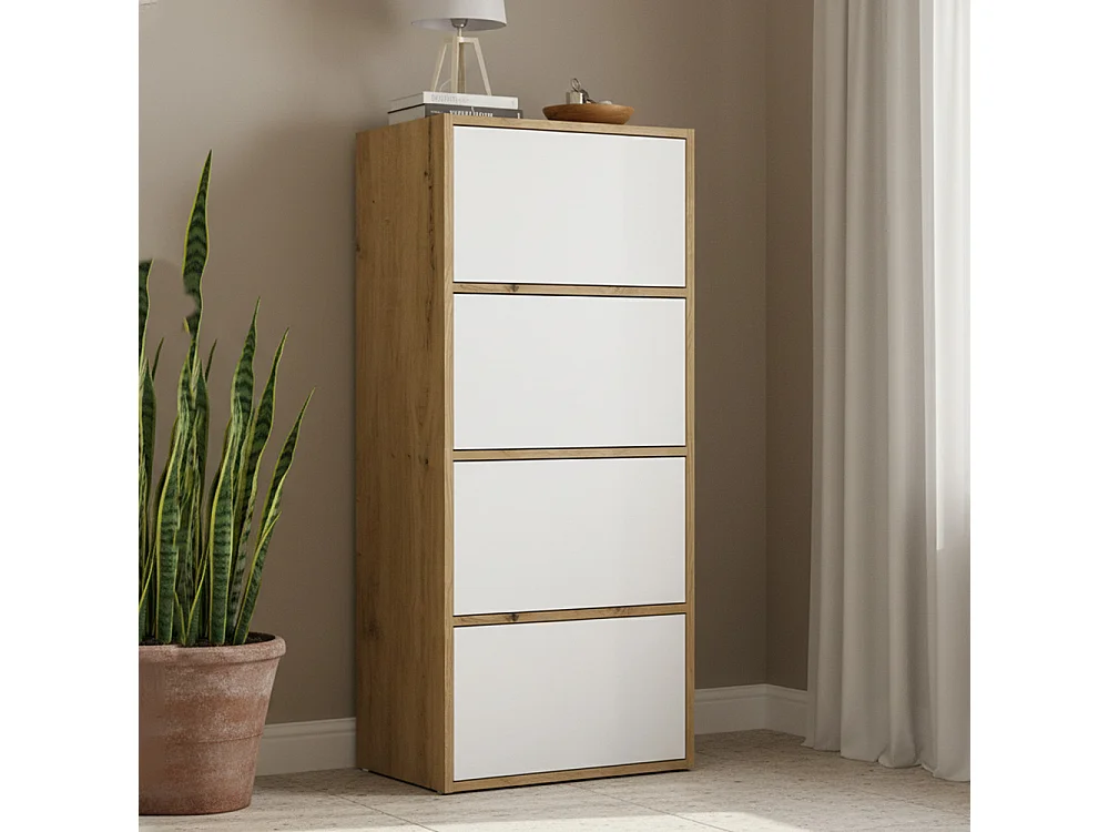 Mobile multiuso 50x119 cm con ante tip-on rovere/bianco MMT1