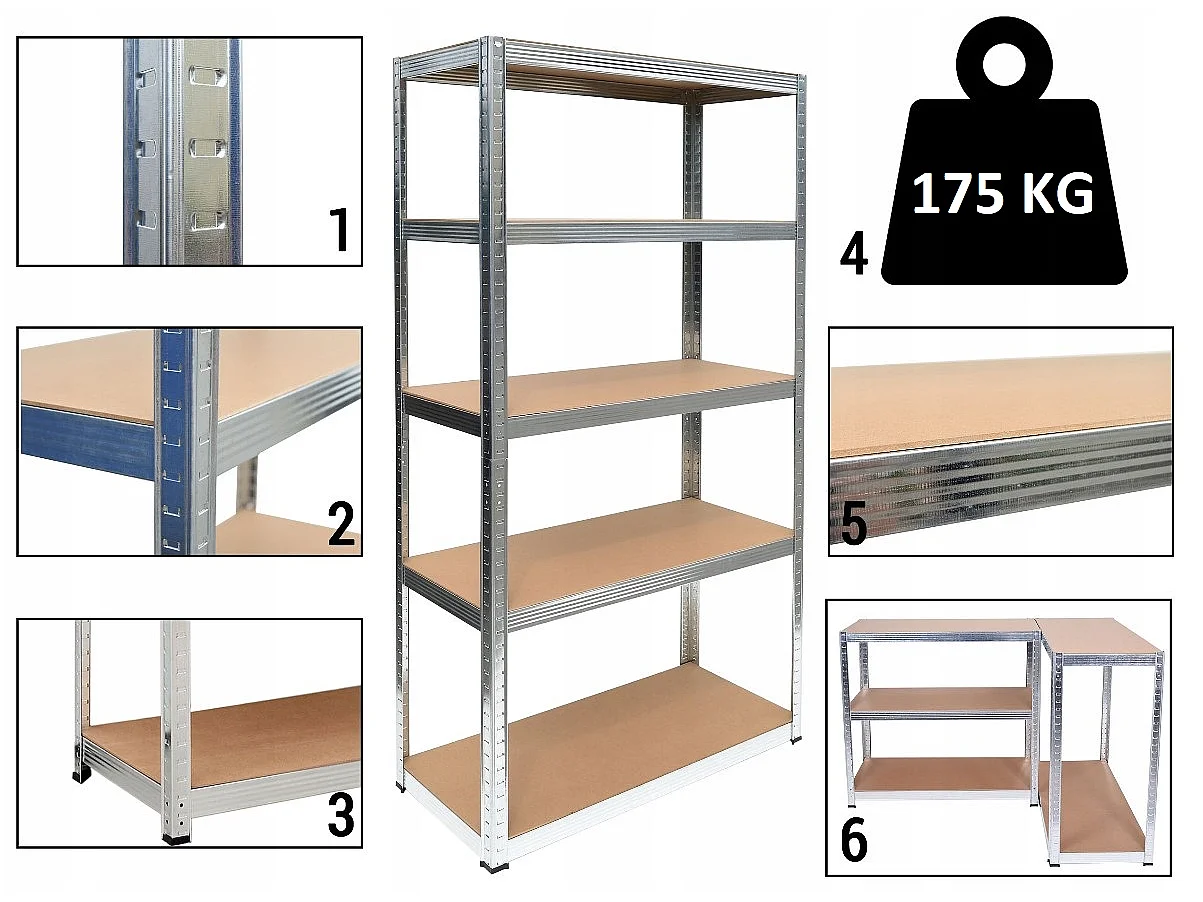 Scaffale in metallo componibile 90x180x40 cm grigio SFT5