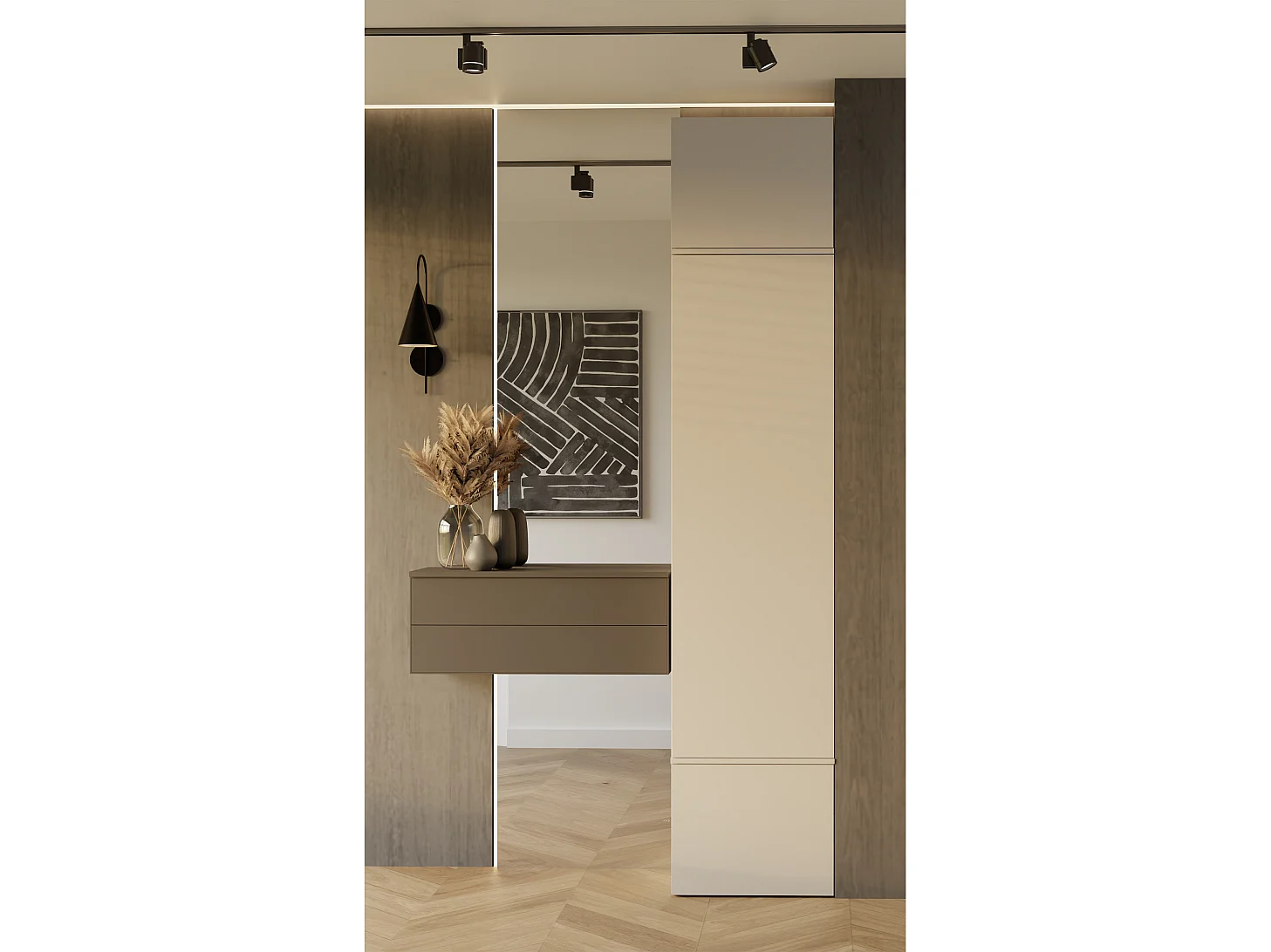 Armadio guardaroba 50x238 cm per ingresso beige cashmere MIT16