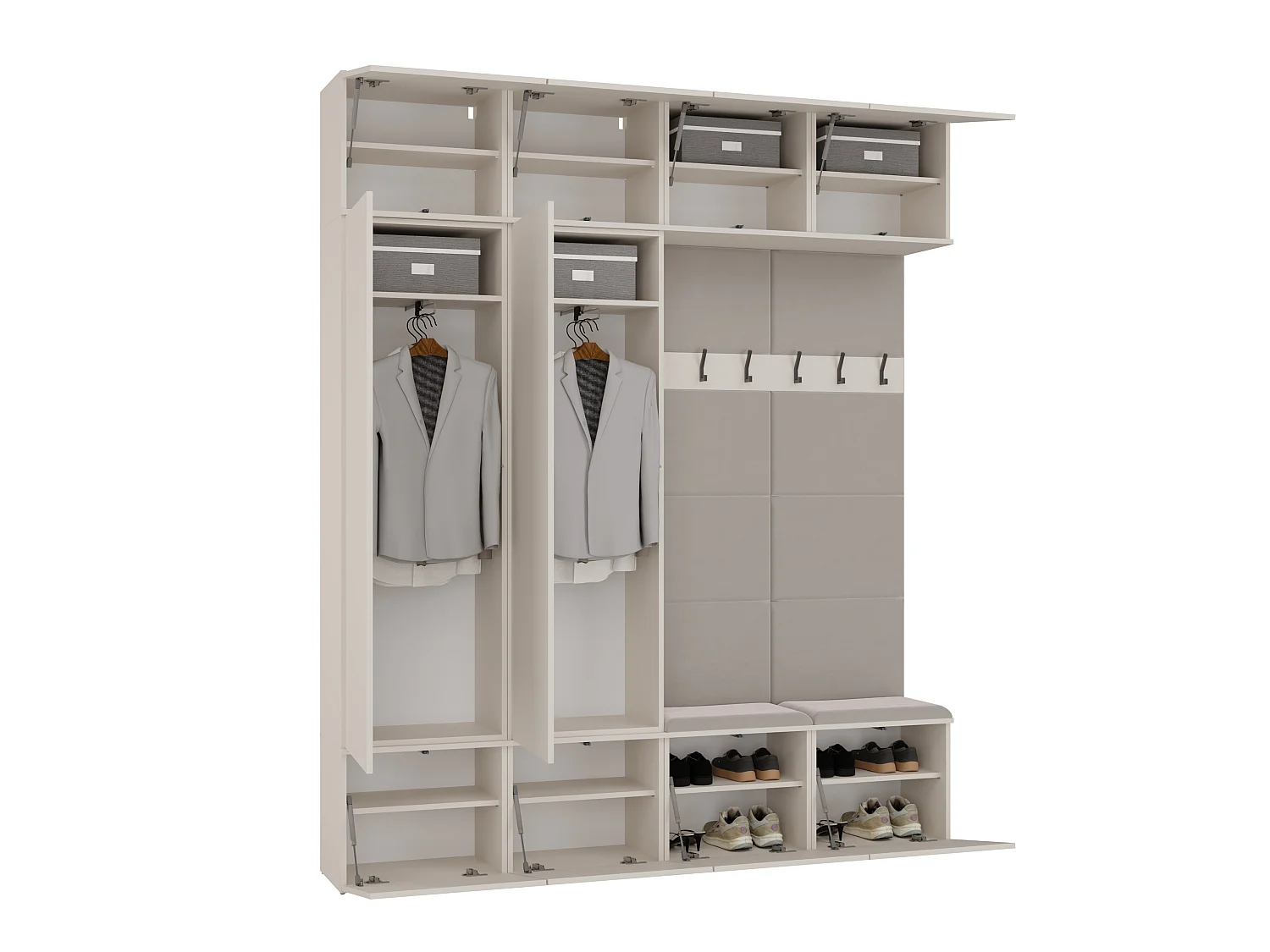 Mobile ingresso 200x238 cm con guardaroba e scarpiera beige cashmere MIT12
