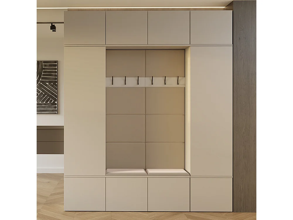Mobile ingresso 200x238 cm con guardaroba e scarpiera beige cashmere MIT12