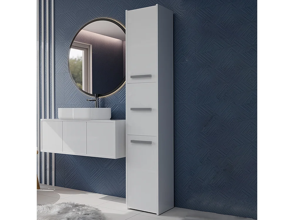 Colonna bagno minimal 30x170 cm a 3 ante bianco CBT7