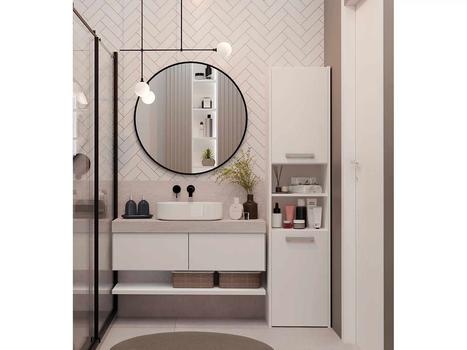 Colonna bagno 40x170 cm con vani a giorno bianco CBT8