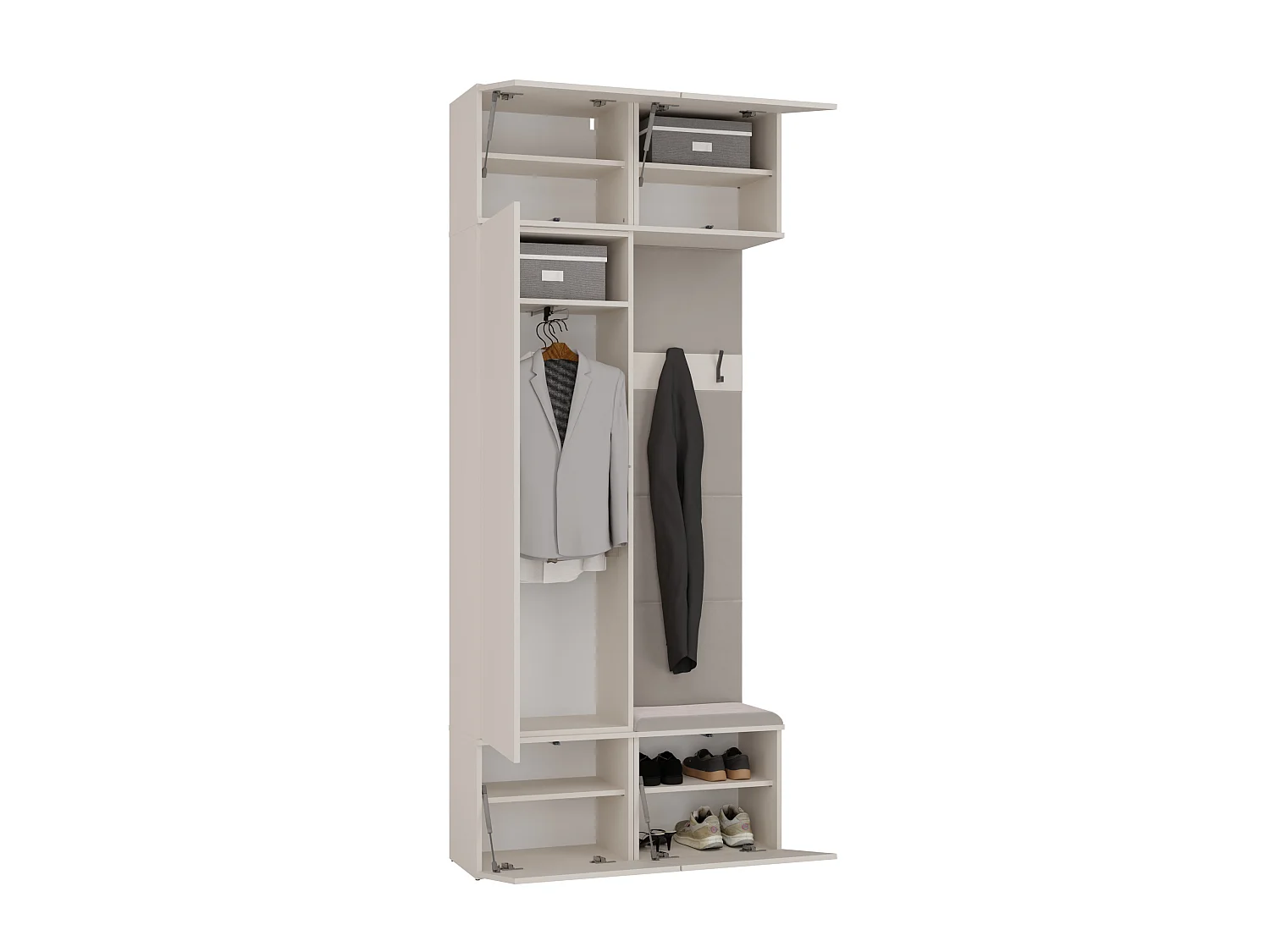 Mobile ingresso guardarobe 100x238 con appendiabiti beige cashmere MIT15