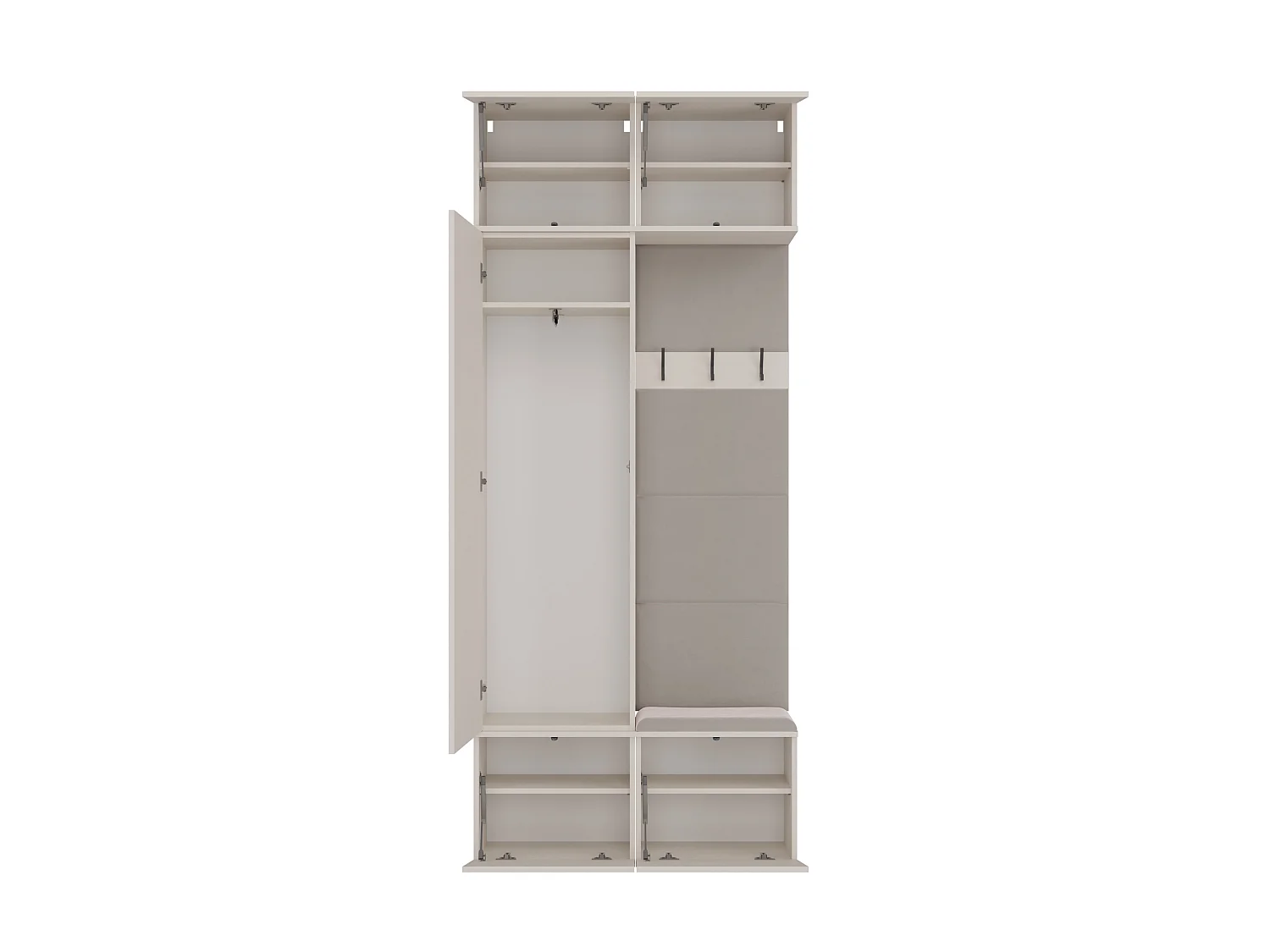 Mobile ingresso guardarobe 100x238 con appendiabiti beige cashmere MIT15