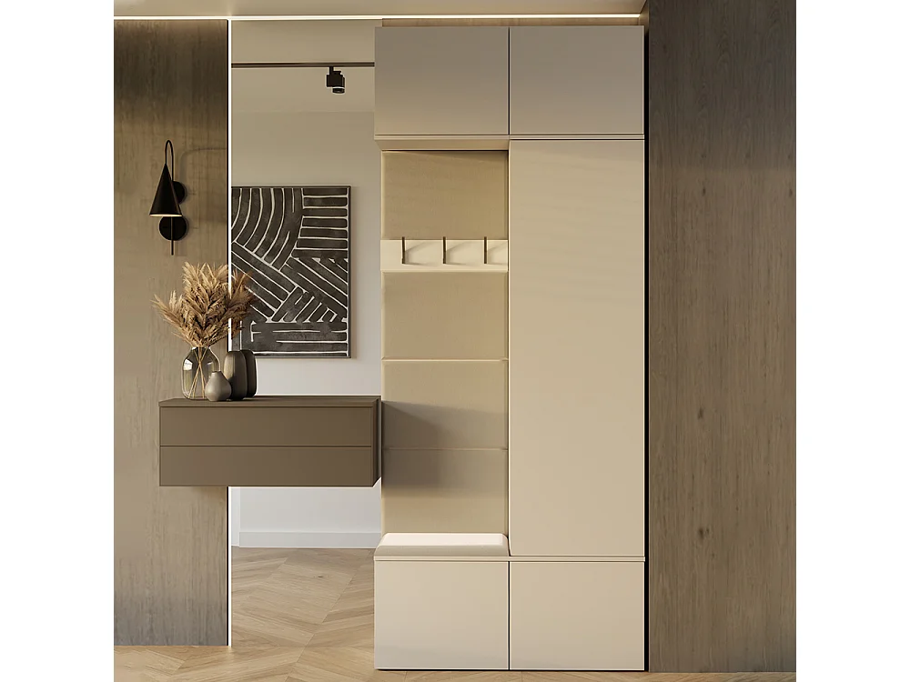 Mobile ingresso guardarobe 100x238 con appendiabiti beige cashmere MIT15