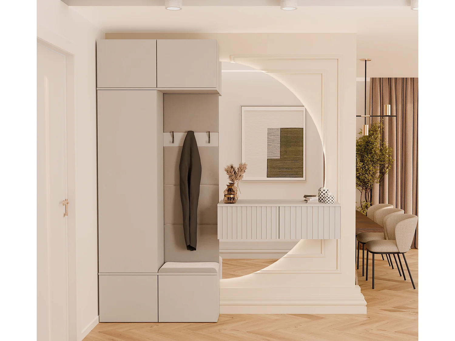 Mobile ingresso guardarobe 100x238 con appendiabiti beige cashmere MIT15