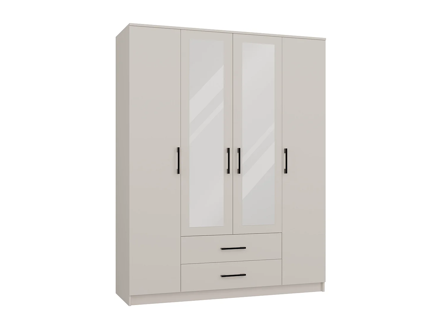 Armadio 4 ante 160x205 cm con specchio beige AT15