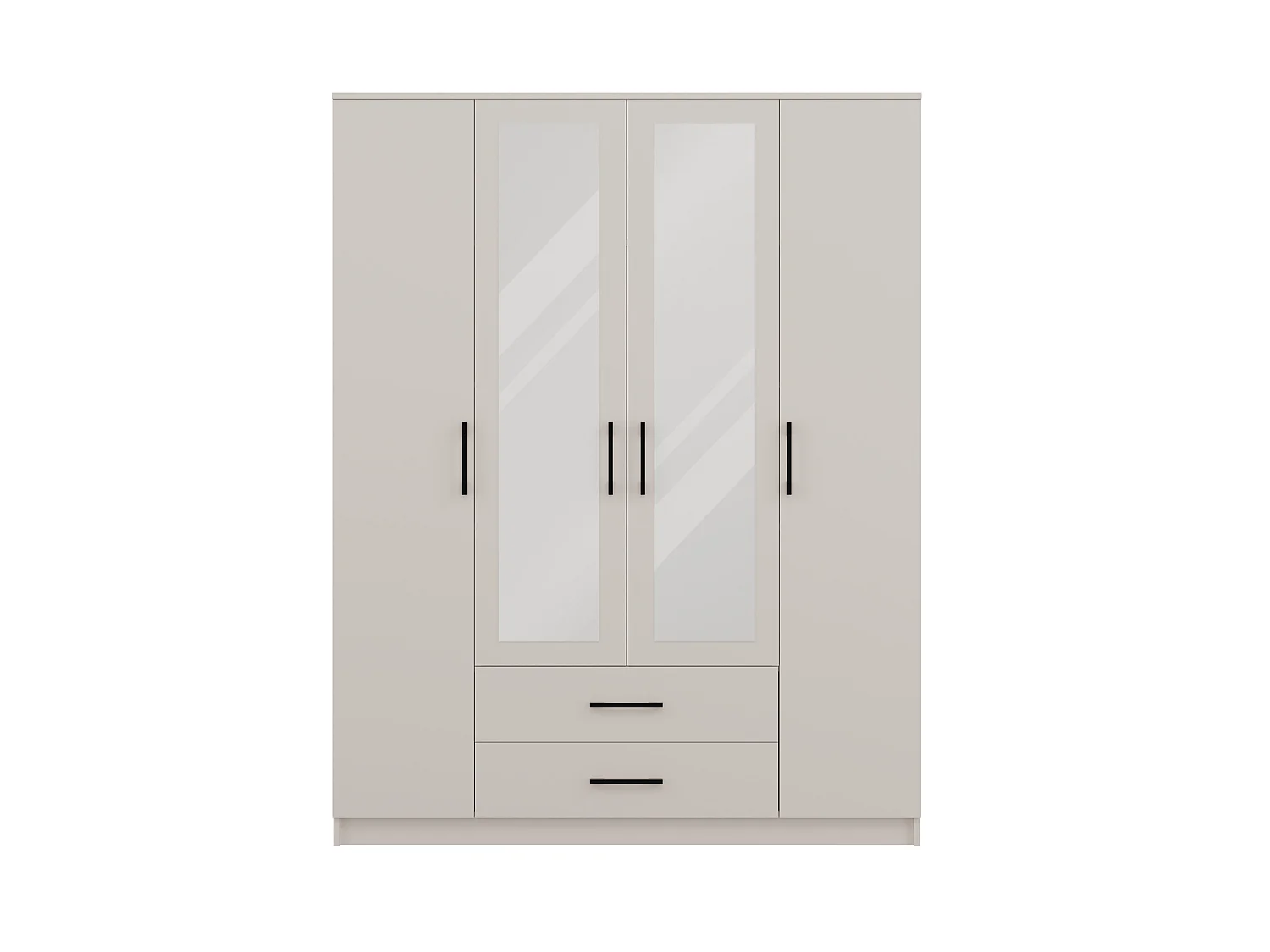 Armadio 4 ante 160x205 cm con specchio beige AT15