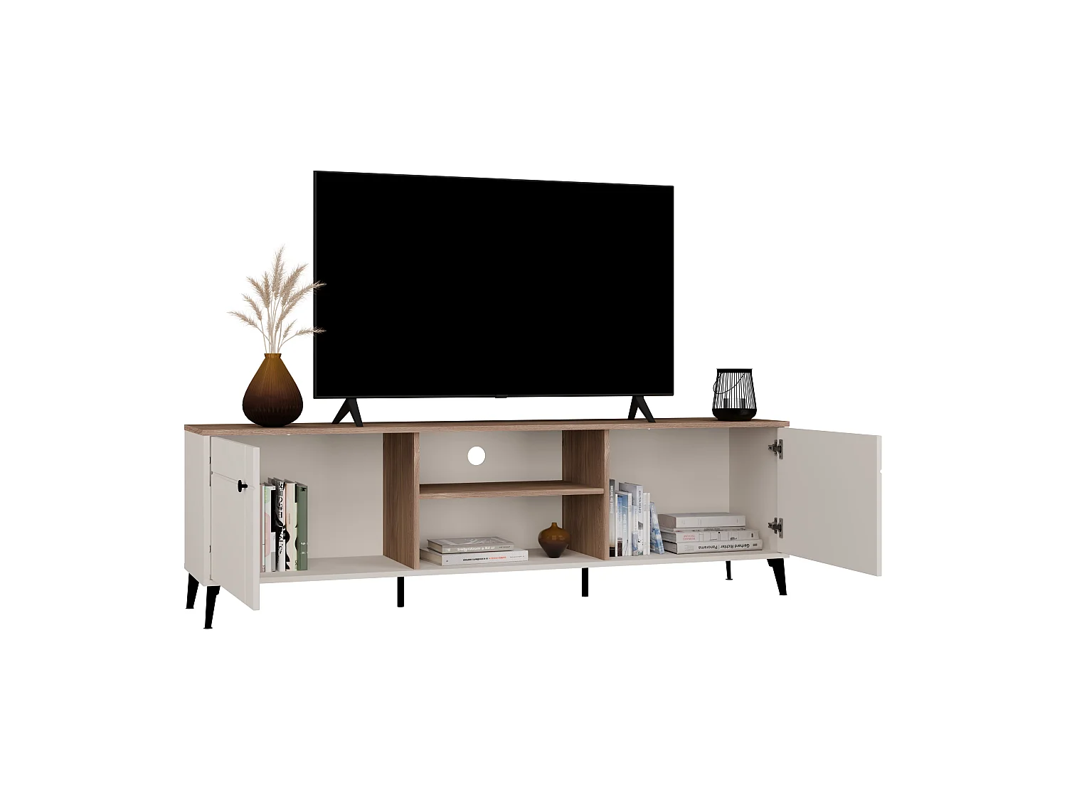 Mobile tv grande 183,5 cm con ante cashmere e rovere PTVT5