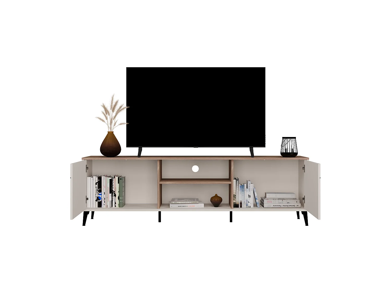Mobile tv grande 183,5 cm con ante cashmere e rovere PTVT5