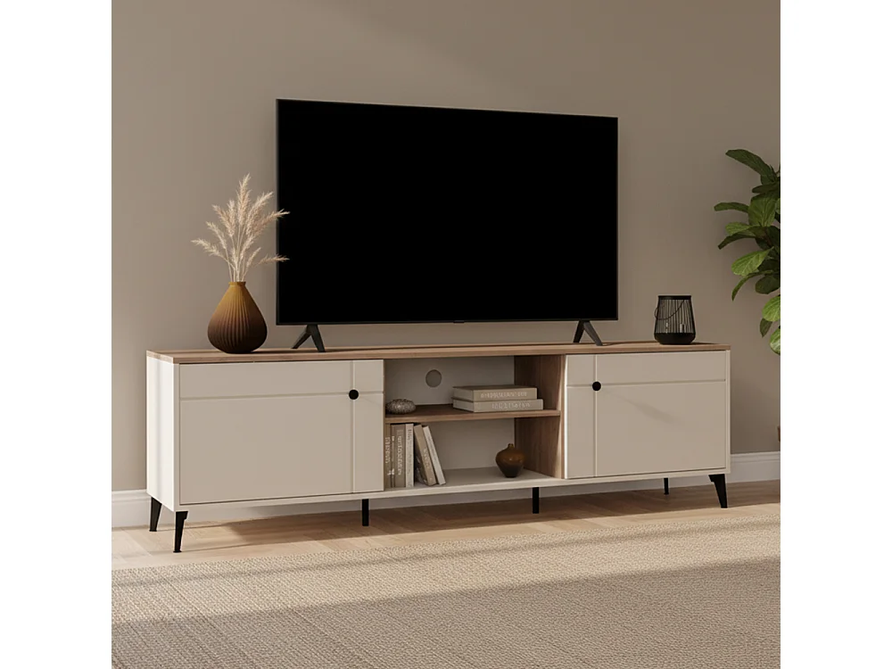 Mobile tv grande 183,5 cm con ante cashmere e rovere PTVT5