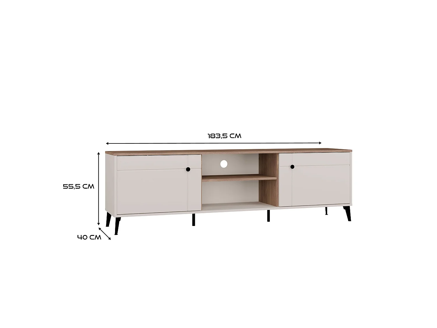 Mobile tv grande 183,5 cm con ante cashmere e rovere PTVT5