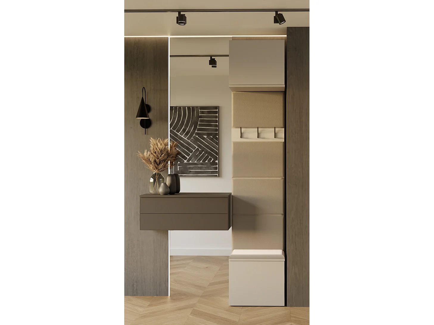 Appendiabiti ingresso 50x238 cm con scarpiera beige cashmere MIT17