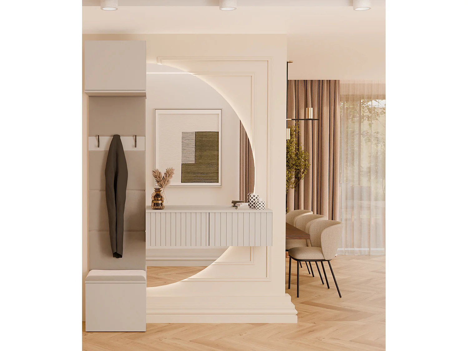 Appendiabiti ingresso 50x238 cm con scarpiera beige cashmere MIT17