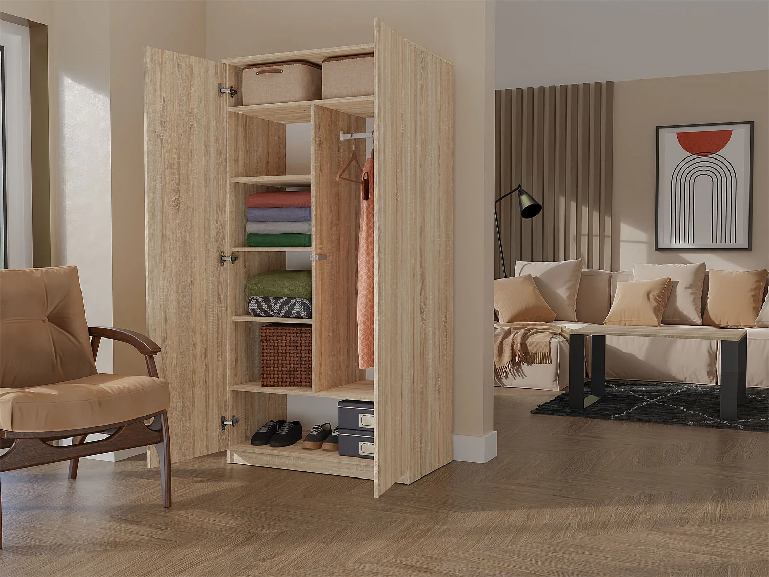 Armadio 2 ante 90x180 cm rovere chiaro AT9