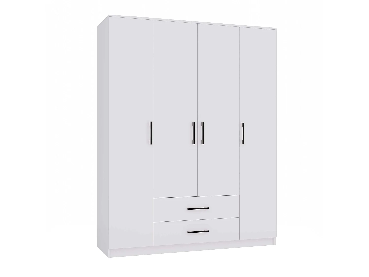 Armadio 4 ante 160x205 cm cassetti bianco AT14