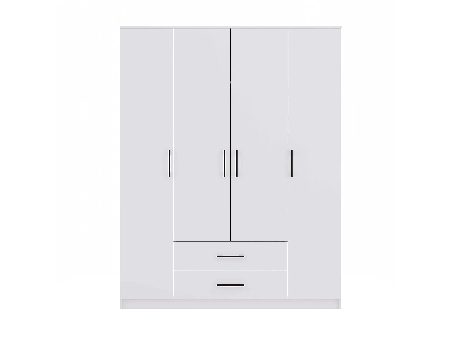 Armadio 4 ante 160x205 cm cassetti bianco AT14