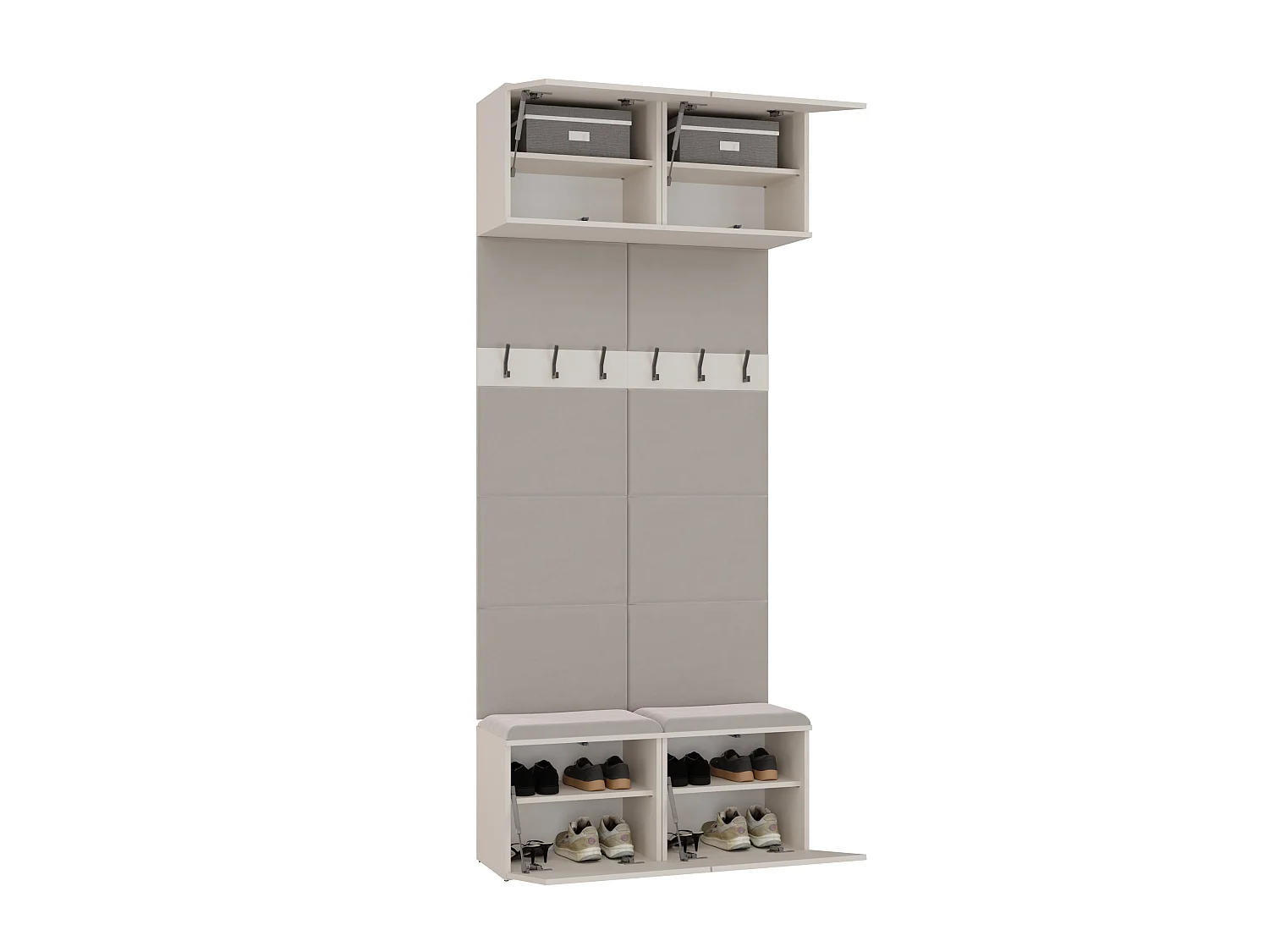 Mobile ingresso appendiabiti 100x238 con panca beige cashmere MIT14
