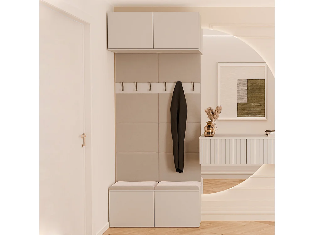 Mobile ingresso appendiabiti 100x238 con panca beige cashmere MIT14