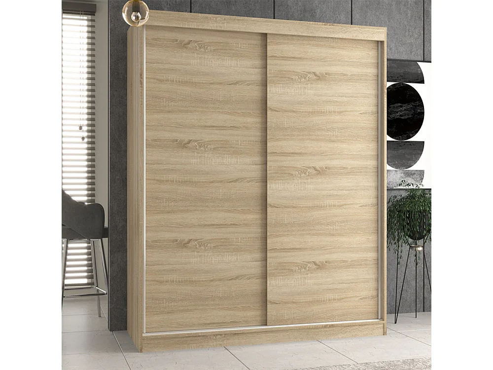 Armadio con ante scorrevoli 160x200 cm per camera da letto rovere chiaro AT6