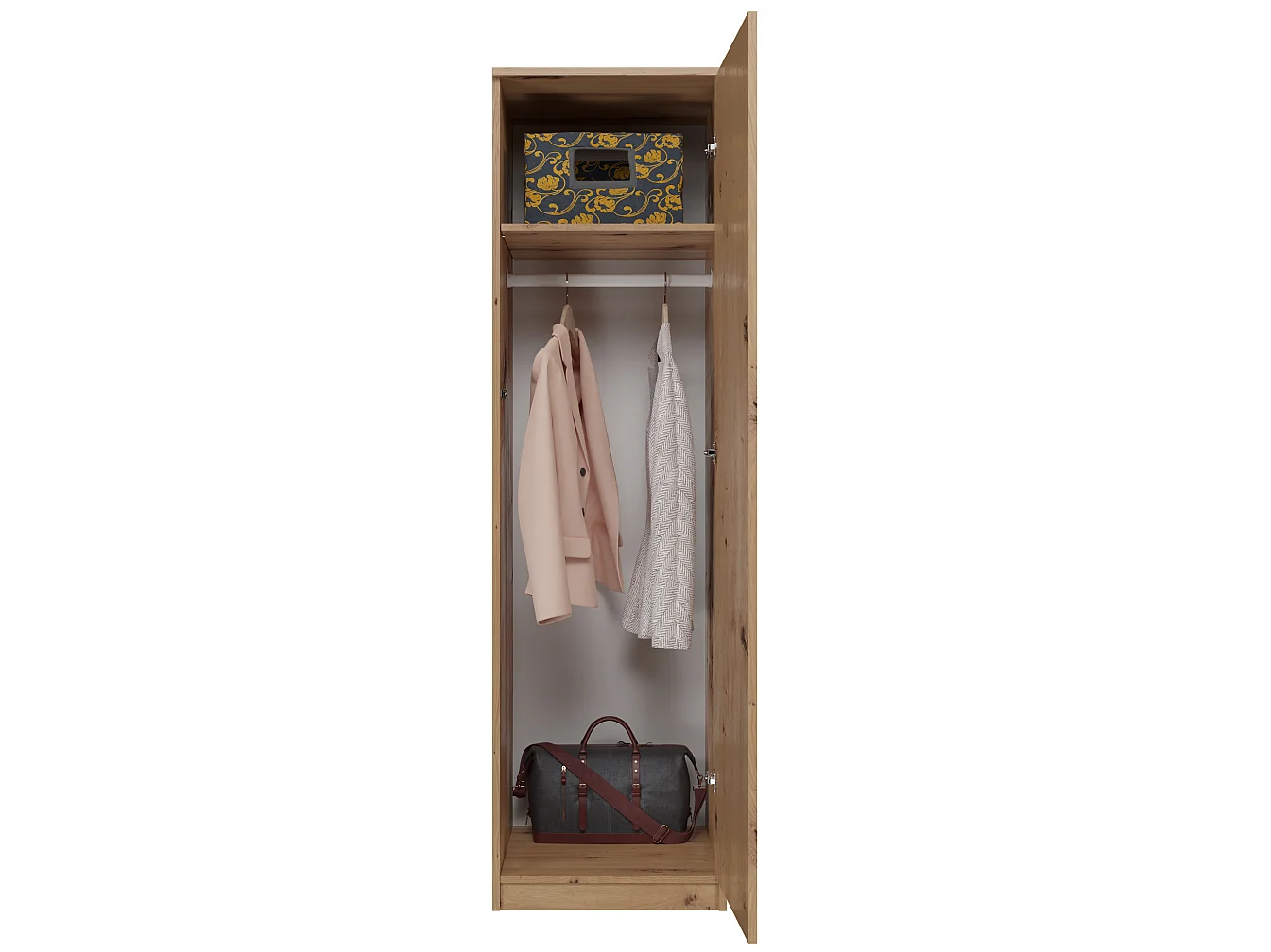 Armadio ad anta battente 80x180 apertura tip-on rovere AT7