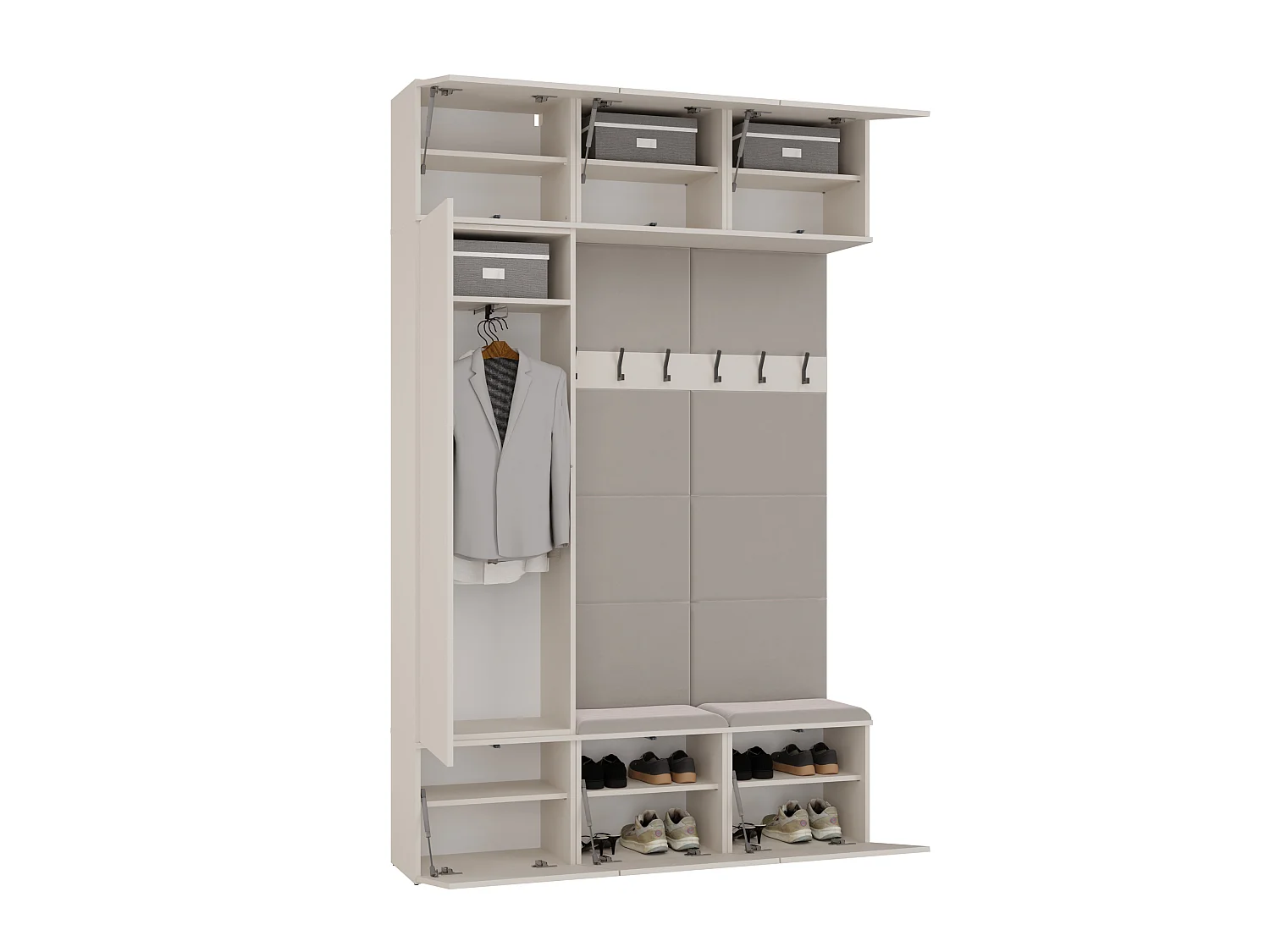 Mobile ingresso moderno 150x238 con scarpiera beige cashmere MIT10