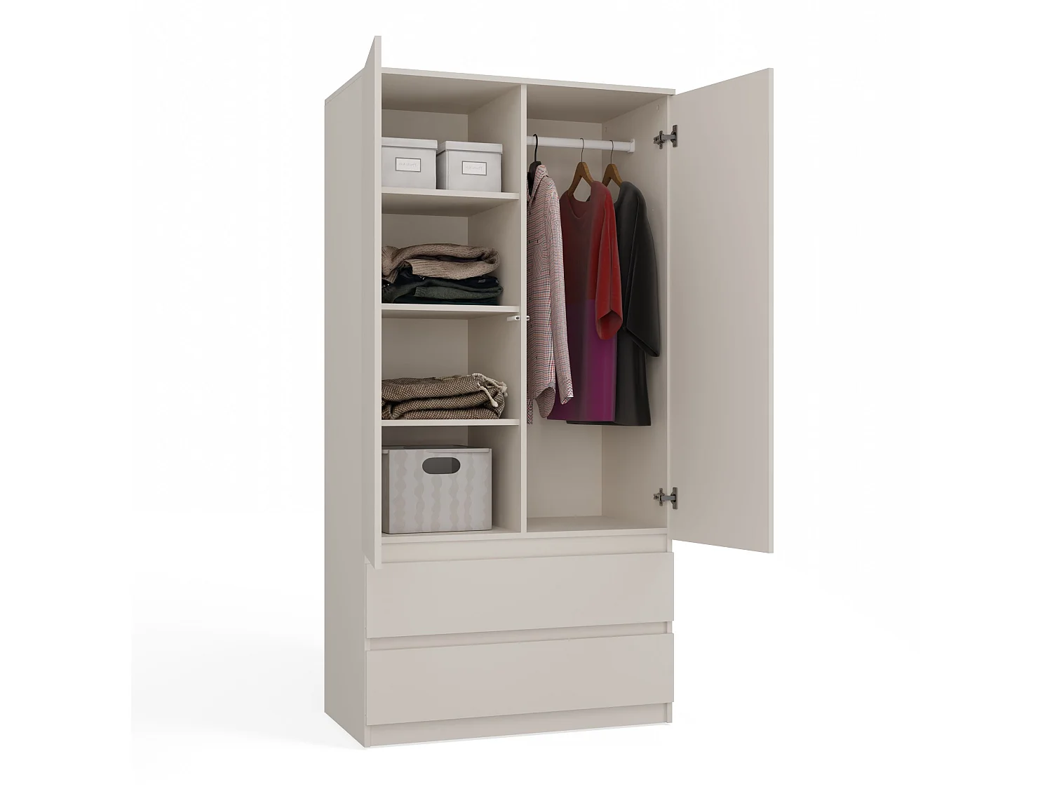 Armadio 90x180 cm con specchio beige AT11