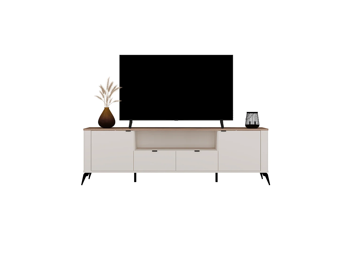 Mobile tv 186 cm con ante e cassetti cashmere e rovere PTVT3