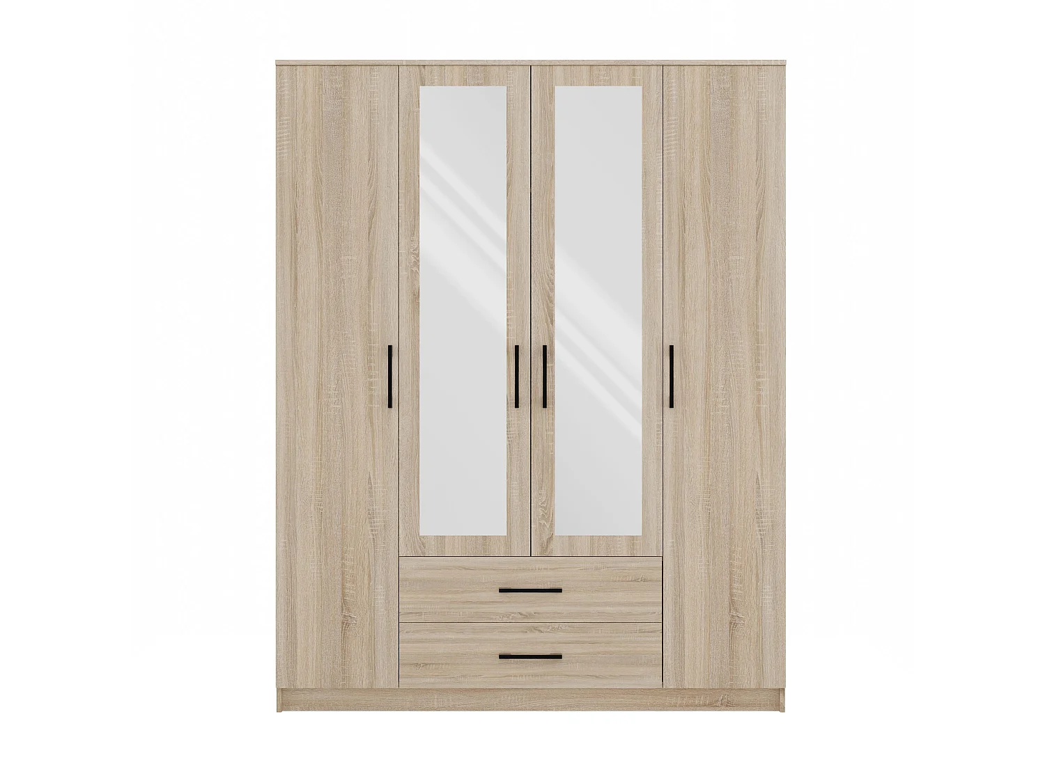 Armadio 4 ante 160x205 cm con specchio rovere chiaro AT15