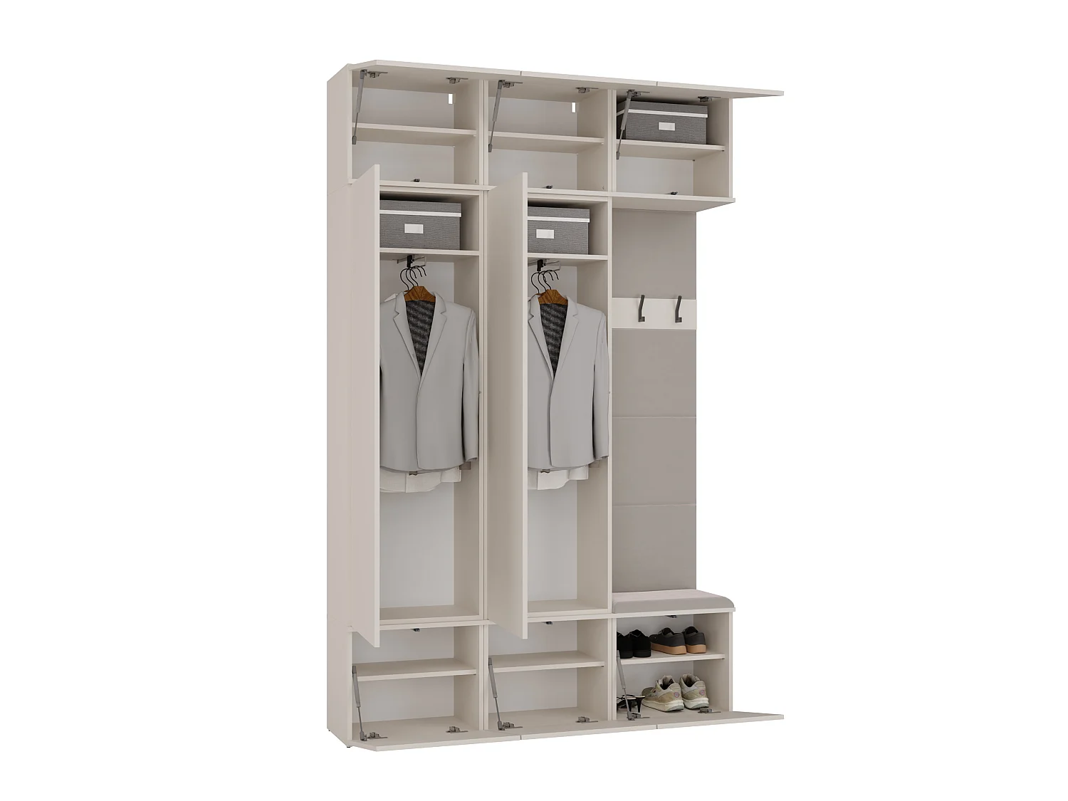 Mobile ingresso moderno 150x238 con guardaroba beige cashmere MIT11